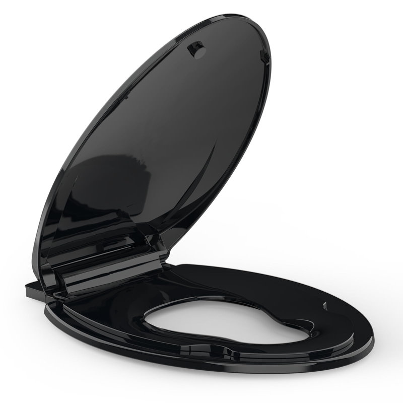 Toilet Seat Elongated,Toilet Seat with Toddler Seat Built in, Potty Training Toilet Seat Elongated Fits Both Adult and Child, with Soft Close, Easy Install and Clean - Black