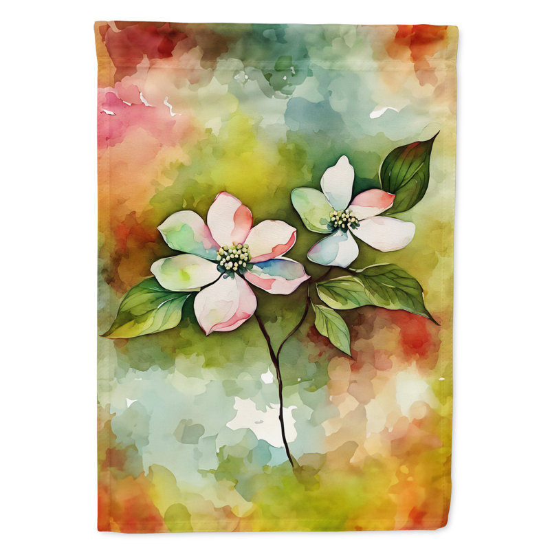 Virginia American Dogwood Watercolor Polyester Garden Flag