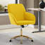 Fauteuil de bureau Ty avec coussin et base dorée, velours jaune vif pour une ambiance luxueuse confortable en jaune ensoleillé, base dorée stable