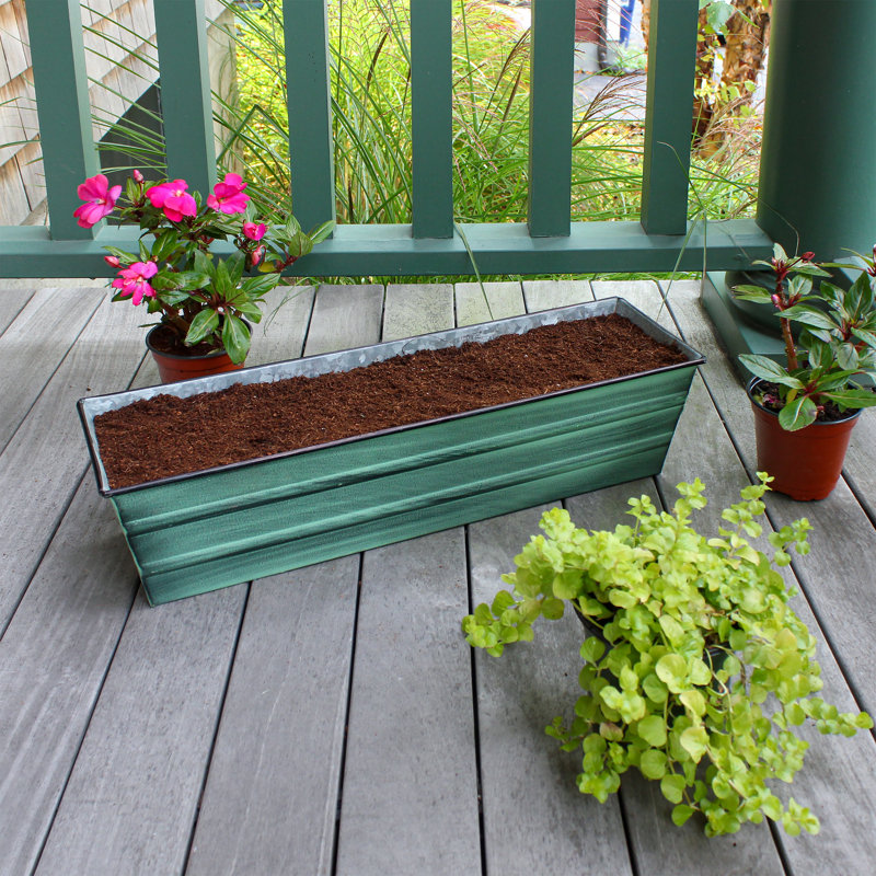 Metal Planter Box, Green Patina