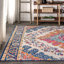 Tapis bleu / jaune / crème Lathan-1739201155