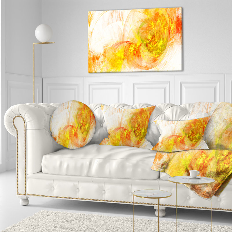 Abstract Throw Pillow, Dark Blue Smoke Pattern Decor - Colored Smoke Dark Blue, Yellow/White