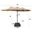 Parasol de patio météo double - taupe 15 x 9 pi pour base de jardin