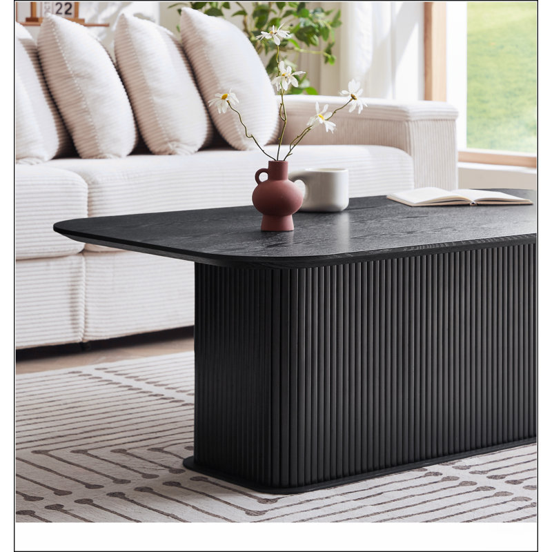 Table basse avec surface en bois de chêne noir et pieds en métal noir