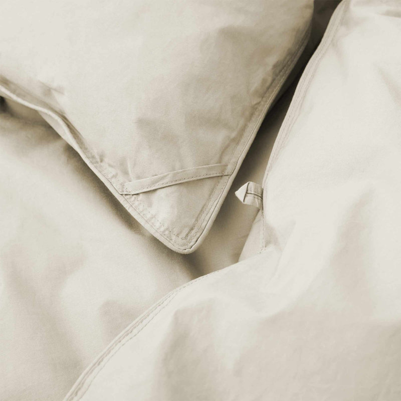 Couette toutes saisons en plumes et duvet d'oie, garnie d'une housse 100 % coton de qualité supérieure., Khaki, Double/Grand