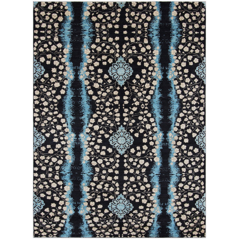 Geometric Hand Knotted Area Rug, Rectangle 148 x 202cm