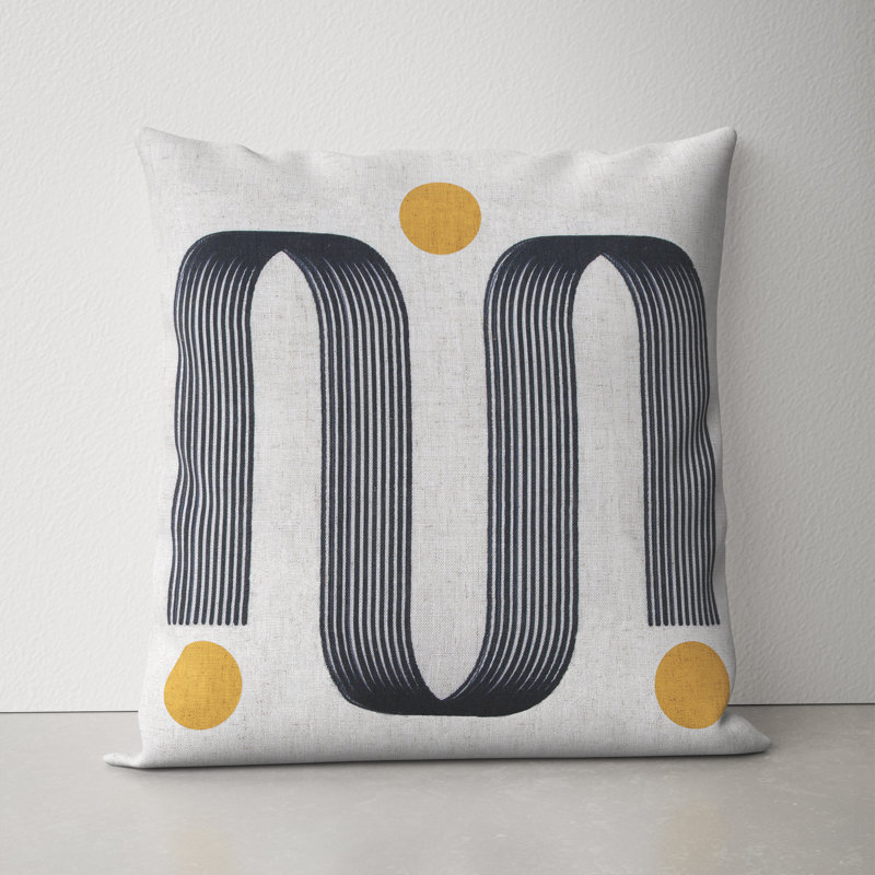 Hardin Geometric Feather Linen Throw Pillow