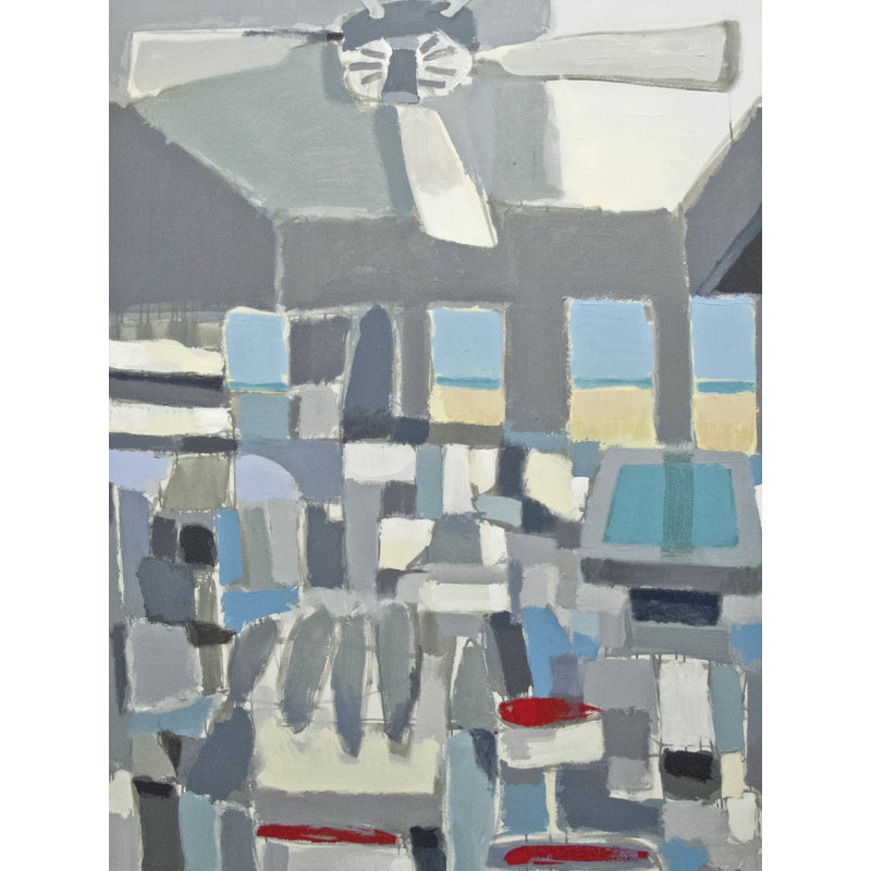 Kiosko par Carlos Davila Rinaldi - Peinture, H 31,25 po x l 25,25 po, Papier avec cadre noir