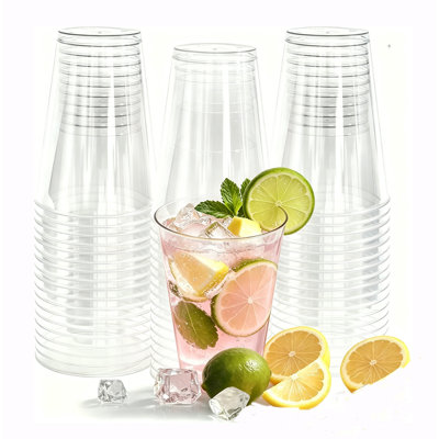 12 oz Plastic Cups Disposable Plastic Cocktail Wine Cup 50 Pack,Clear
