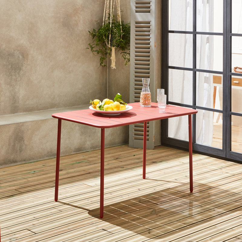 Polonius Rectangular Metal Outdoor Dining Table , 120cm cm W 70cm cm D, Red