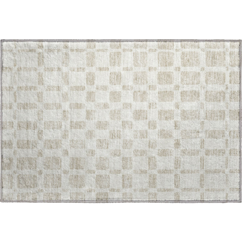 Premium Machine Washable Prisco Ivory Rug, Rectangle 1'8" x 2'6"
