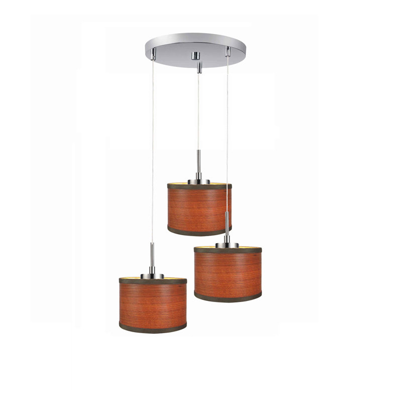 Luminaire suspendu tambour à 3 lumières Drum - Vaneer, Bronze, Brûlé