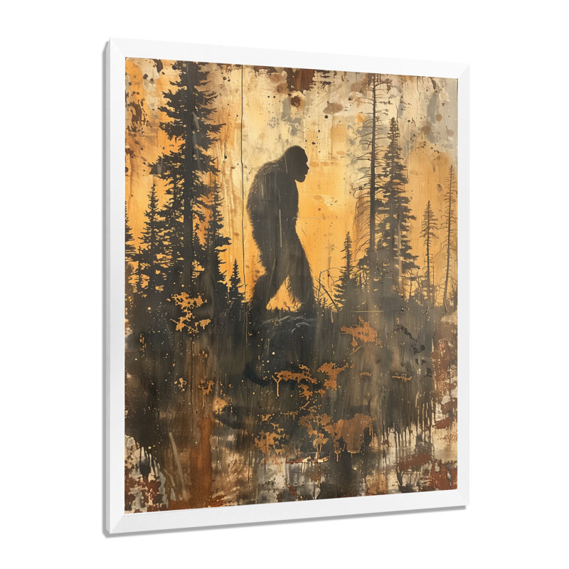 Chupp - Bigfoot Wall Art Living Room, Toile encadrée blanche avec une seule photo, H 32 po x l 16 po x P 1 po