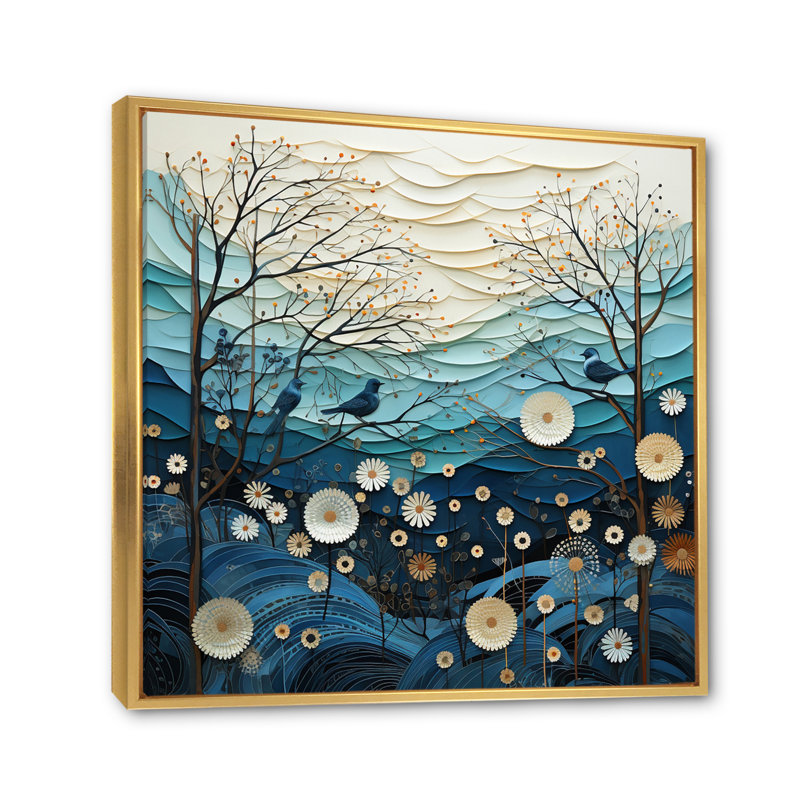 Japon Art Serene Zen Minimalism IV - Japanese Wall Decor, Cadre flottant doré, H 30 po x l 30 po x P 1 po