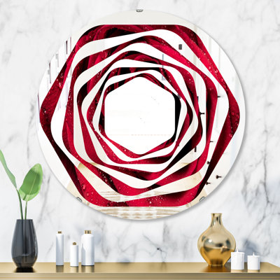 Miroir mural sans cadre contemporain & whirl de pétales avec gouttelettes de pluie modern