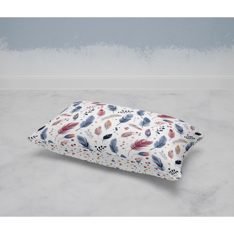 Feathered Fusion  Rectangular Throw Pillow, Blue/Pink