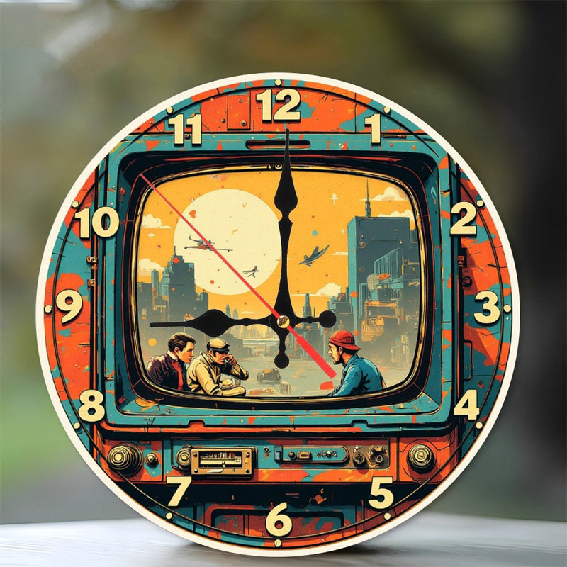 Art mural rétro horloge futuriste