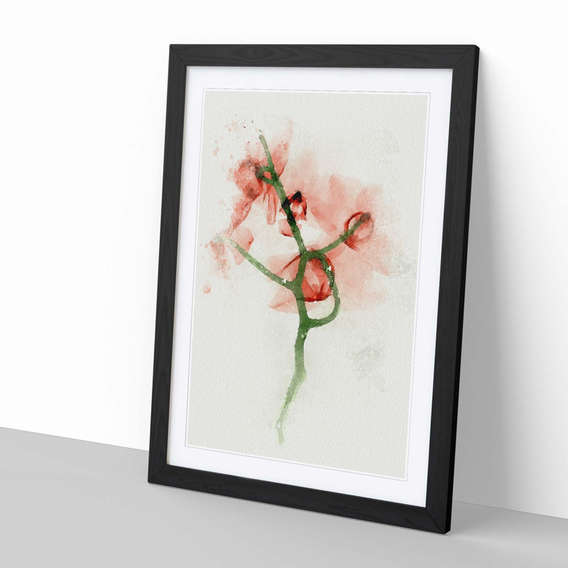 Pink Orchid Flower Abstract - Framed Print, 76cm H x 50cm W x 2cm D, Black