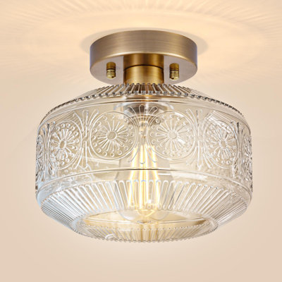 Plafonnier semi-encastré, petit plafonnier rétro, luminaire de couloir en verre épaissi, plafonnier de cuisine en laiton pour entrée, chambre à coucher, salle de bain, porche