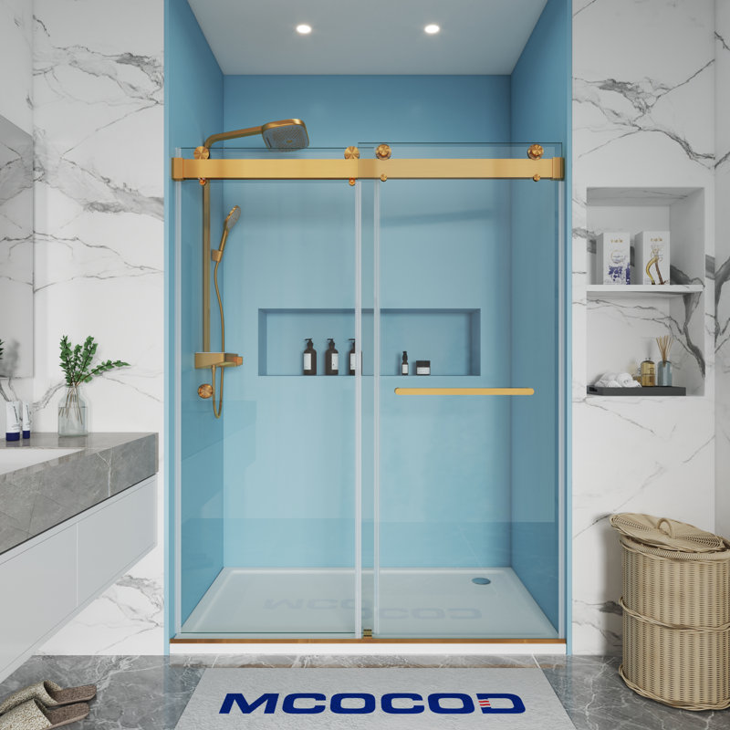 Opal Mirage MCOCOD 56-60.75" W x 72" H Double Sliding Frameless Soft Close Shower Door with 3/8" (10mm)Clear Glass