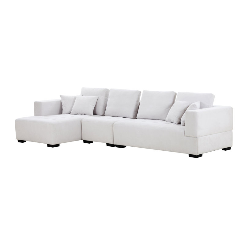 Canapé et méridienne Ambrosio, Accoudoir à gauche (vu de face), White Polyester