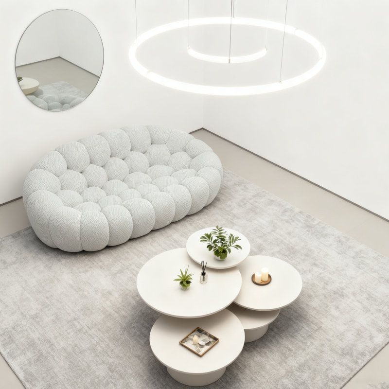 Causeuse modulaire gris clair