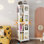 4-Tier All-Steel Rotating Bookshelf with 360° Wheels (White)