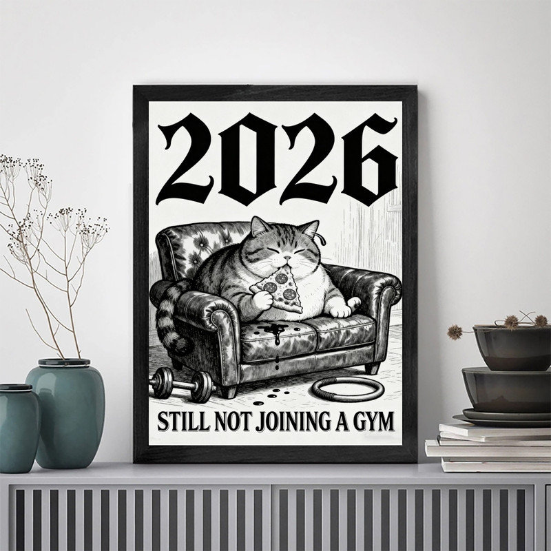 Reproduction d'art encadré noir et noir 2026, H 25 po x l 17 po