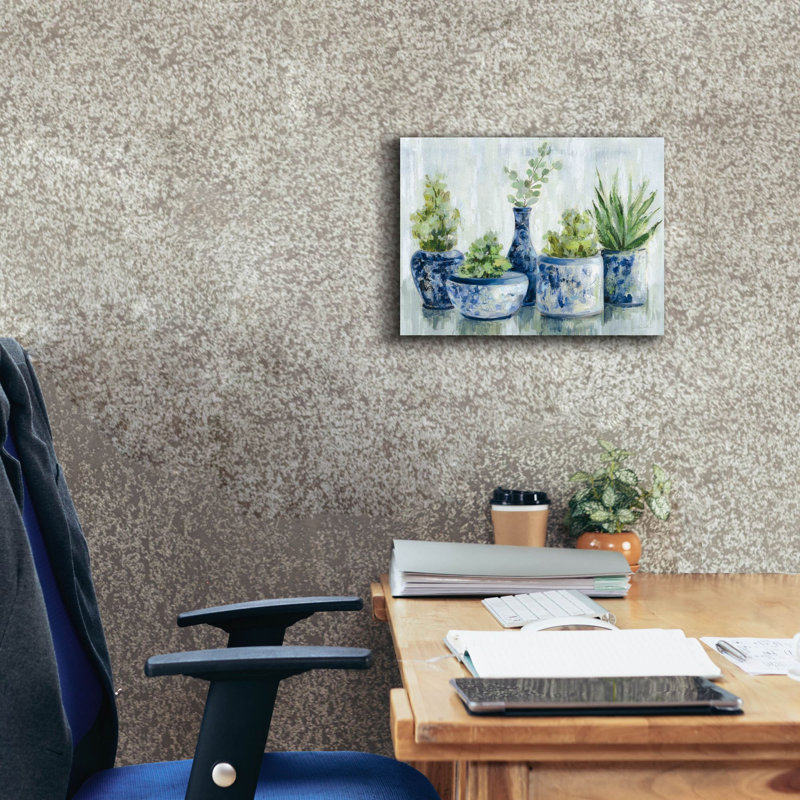 «Chinoiserie Plants Bright» par Silvia Vassileva, art mural sur toile, H 12 po x l 16 po x P 0,75 po