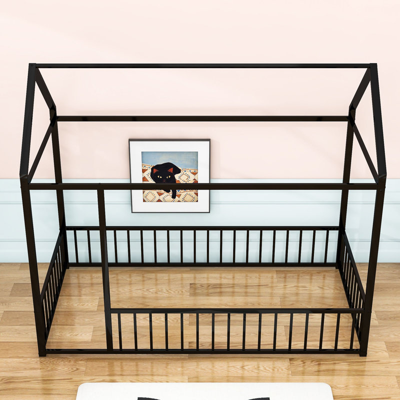 Alexous Metal Open-Frame Bed, Black