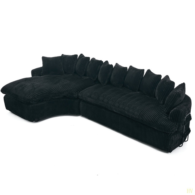 127''  Large Sectional Sofa ,Elegant Curved Design ,High-Resilience Foam ,Ten Back Cushions,L-Shape Left Sofa,No Assembly  Required(-Soft Fabric)