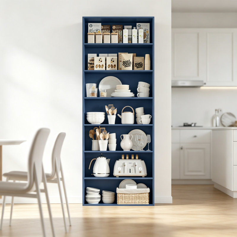 209.5 cm H x 60 cm W Bookcase, Blue