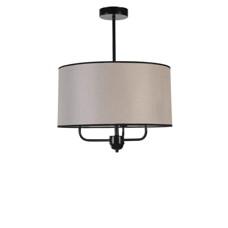 Lustre élégant en métal avec capuchon en bambou, 17,7 po de diamètre et hauteur réglable jusqu'à 27,6 po | Douille E27, 40 W maximum | Design élégant beige et noir, parfait pour le salon, la salle à manger et les vestibules, classé IP20