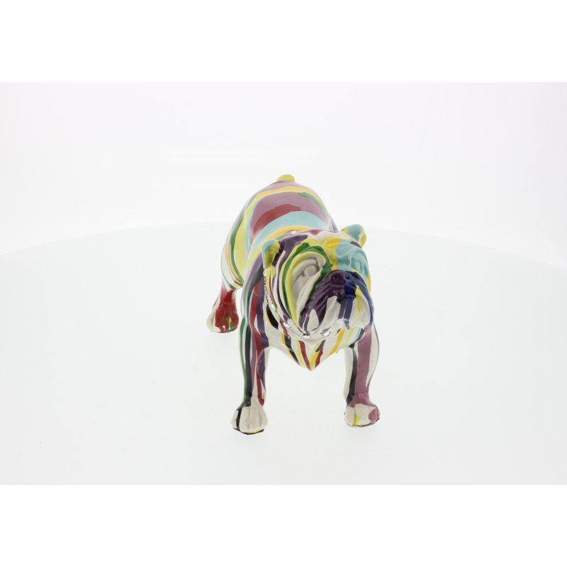 Sculpture multicolore Polystone Graffiti Bulldog