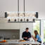 Luminaire suspendu 5 lumières de style campagnard pour salle à manger, éclairage d'îlot de cuisine blanc rustique, lustres à hauteur réglable pour table de salle à manger de cuisine