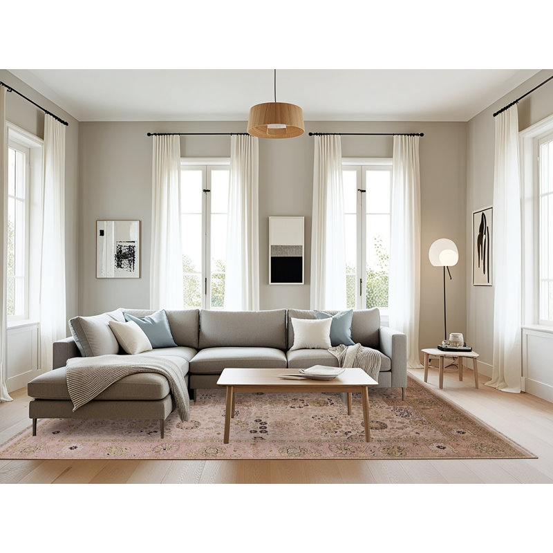 Tapis oriental pêche / beige, Rectangle 8 pi x 10 pi
