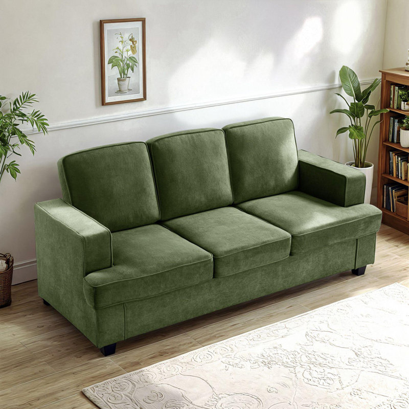 Soft upholstery cushion back Sofa, Green Velvet