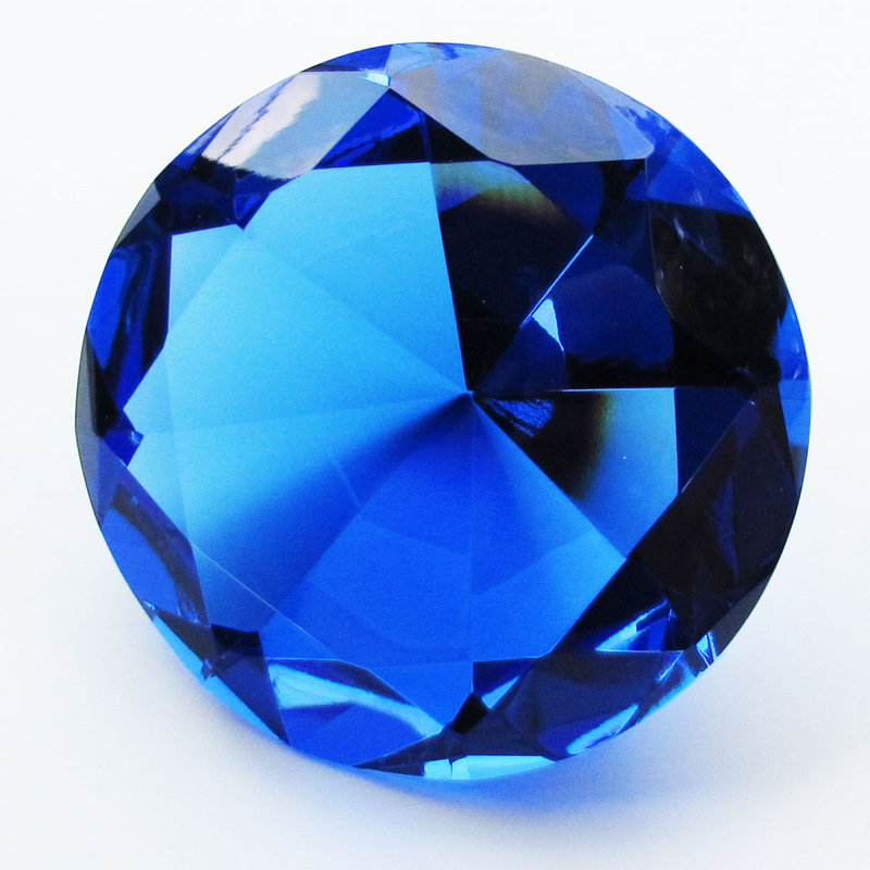 Poids de papier diamant à facettes de cristal à facettes géant Dana, Bleu