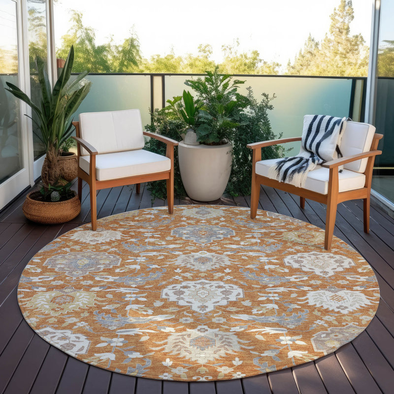  Machine Washable Indoor/Outdoor Chantille ACN1026 Rug, Round 8'