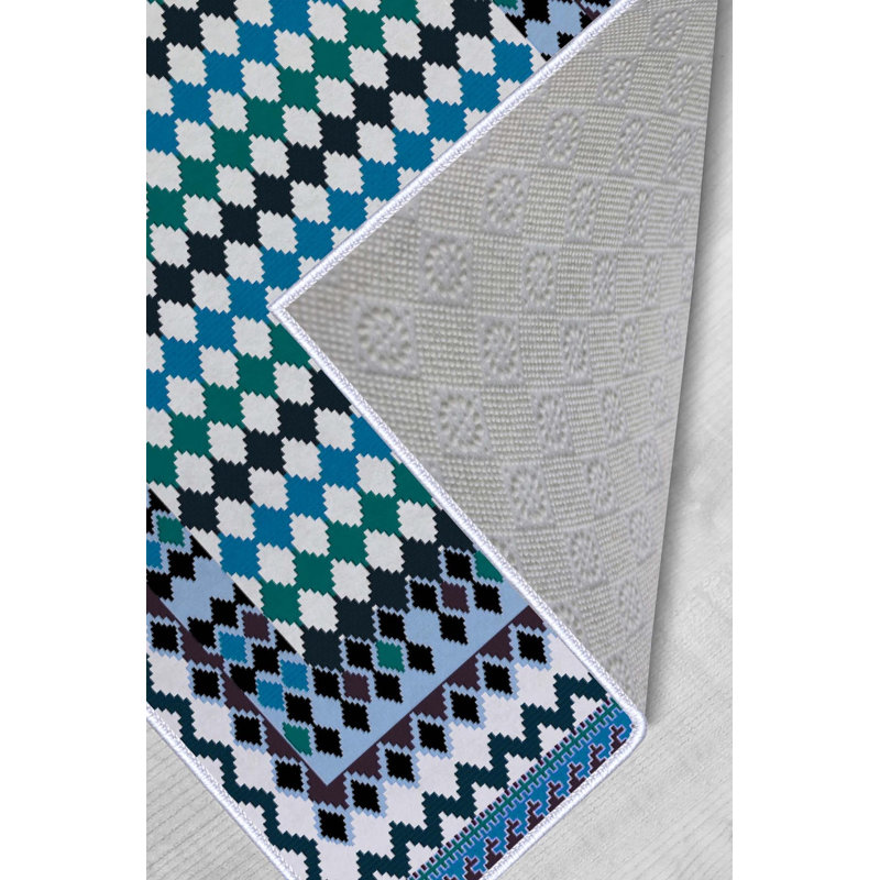 Stylish Woven Carpet (4.6 x 7.2 ft), 100% Polyester, 0.3 in Pile Height | Antibacterial & Non-Slip Underside, Machine Washable | Durable with 3D Digital Printing, Perfect for Living Room & Bedroom Decor