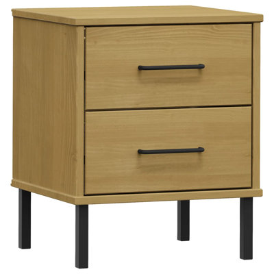 Nightstand Bed Cabinet with 2 Drawers Bed Table Solid Pine Wood OSLO