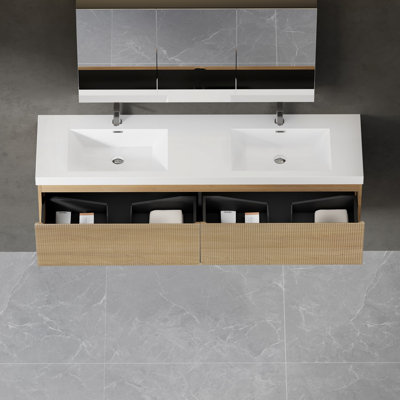 Bathroom Vanity With Sink, Wall-Mounted Bathroom Cabinet With Soft-Close Storage Drawer