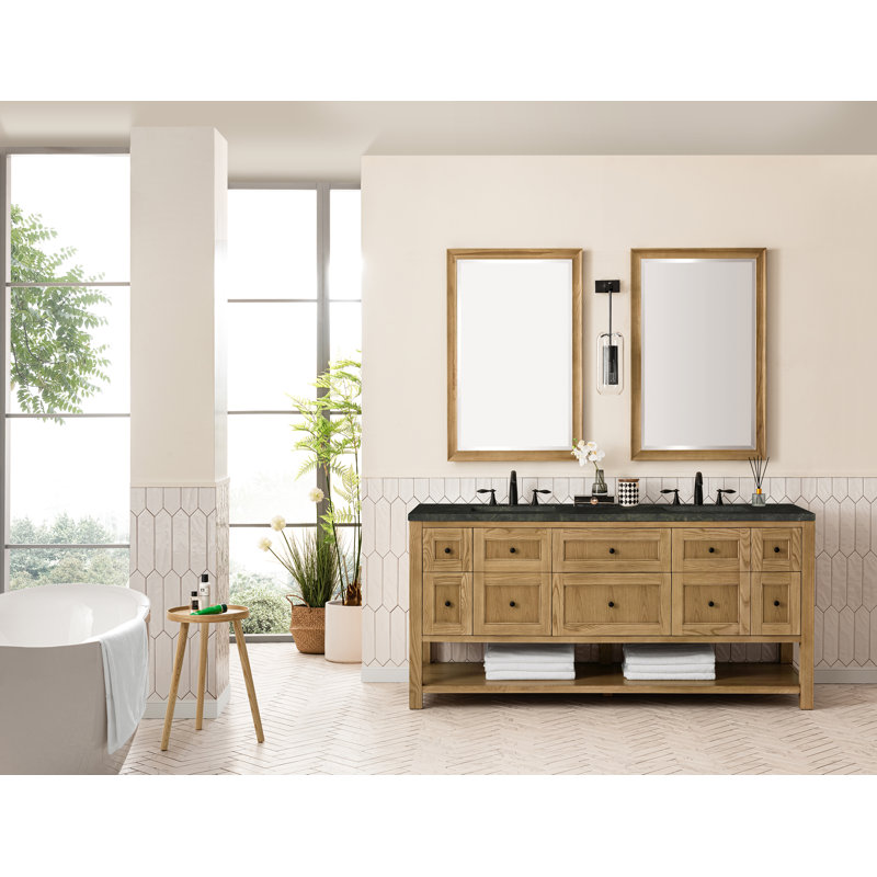 Breckenridge 72'' W Double Vanity, Light Natural Oak, Phantome Eclos, 8" Widespread