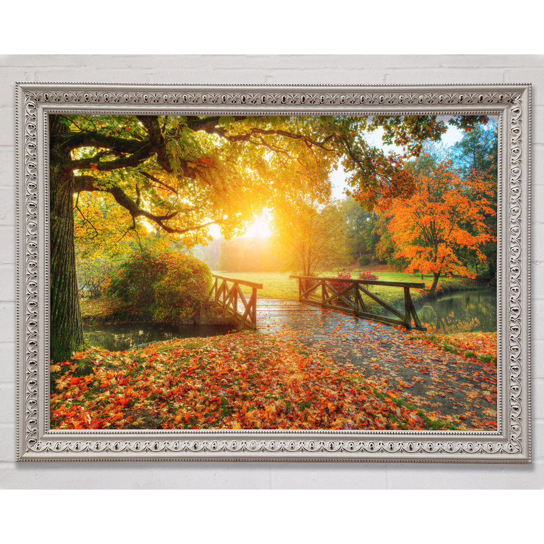 Woodland Bridge Autumn Tranqulity - Einzelner Bilderrahmen Kunstdrucke