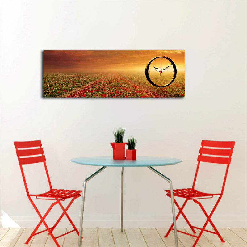 Horloge murale élégante en toile 11,8 po x 35,4 po | Toile 100% suède avec cadre 100% bois (épaisseur: 1,2 po) | Décoration élégante pour le salon, la chambre à coucher et le bureau, design intemporel