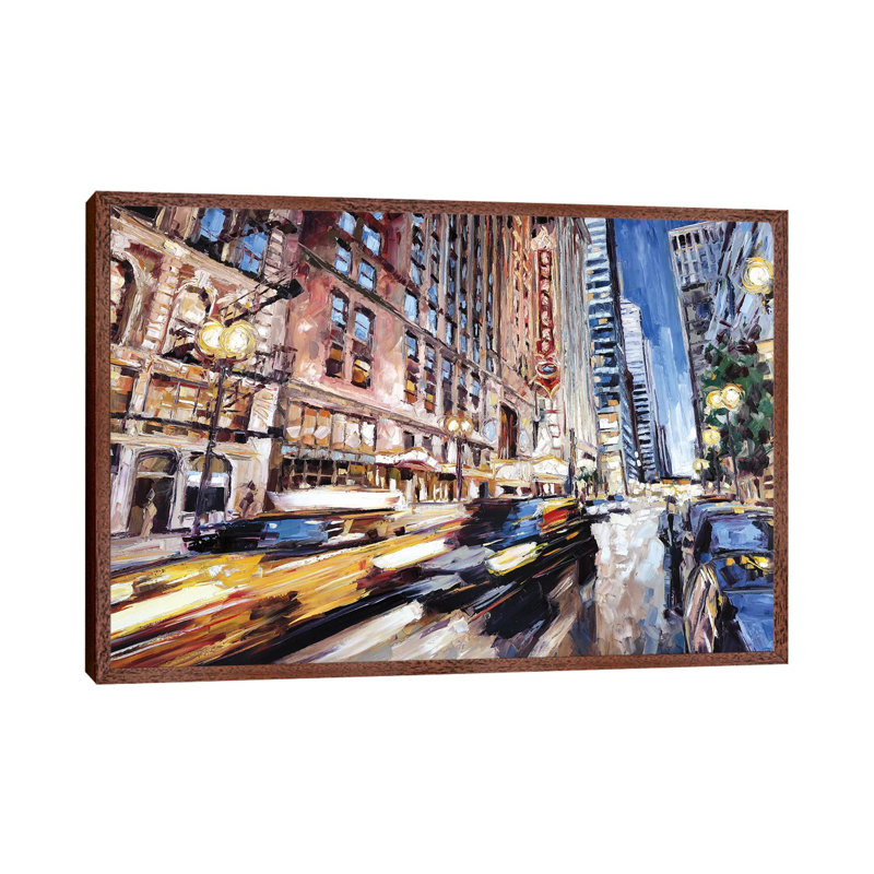 Randolph Street 1 Piece Painting on Canvas, 45.72cm H x 66.04cm W x 3.81cm D, Classic Brown Wood Framed