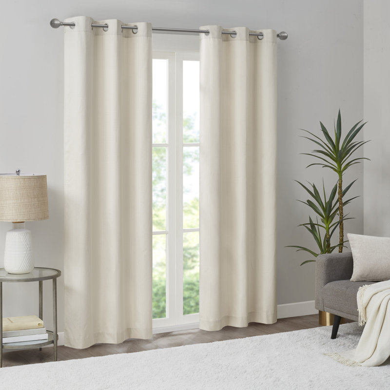 Ivory Room Darkening Grommet Top Polyester Curtain Panels