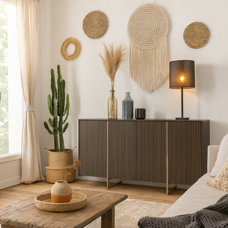 Dalayza 160cm Sideboard, Ebony/Black Marble