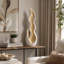 Grande statue décorative ondulée décorative pour la maison - Sculpture artistique pour la décoration de salon ou le vestibule - 32 po, blanc