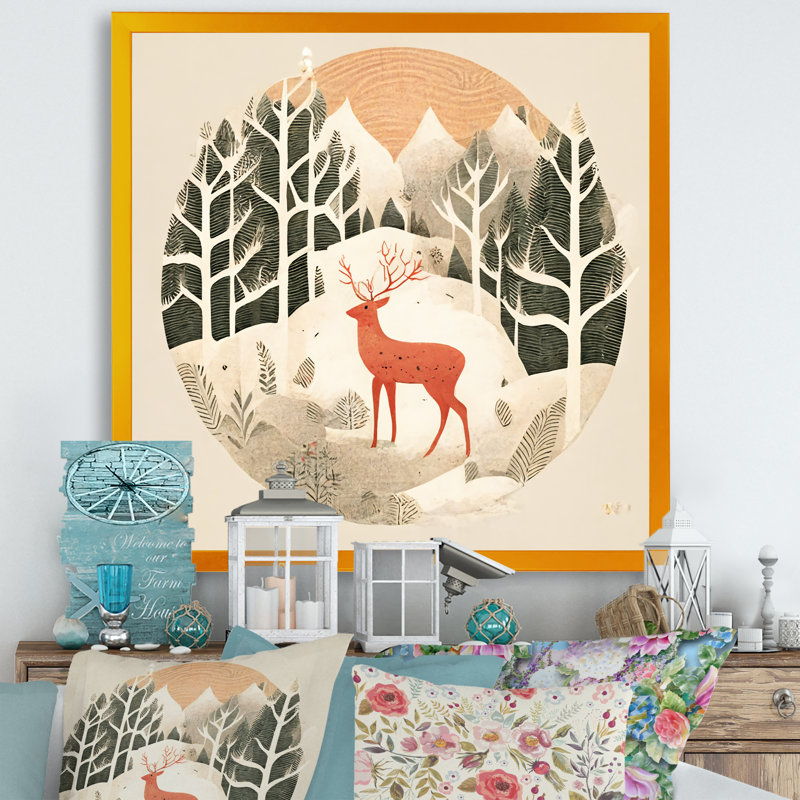 «Majestic Deer In The Winter Woods I», art animalier sur toile, H 36 po x l 36 po x P 1,5 po
